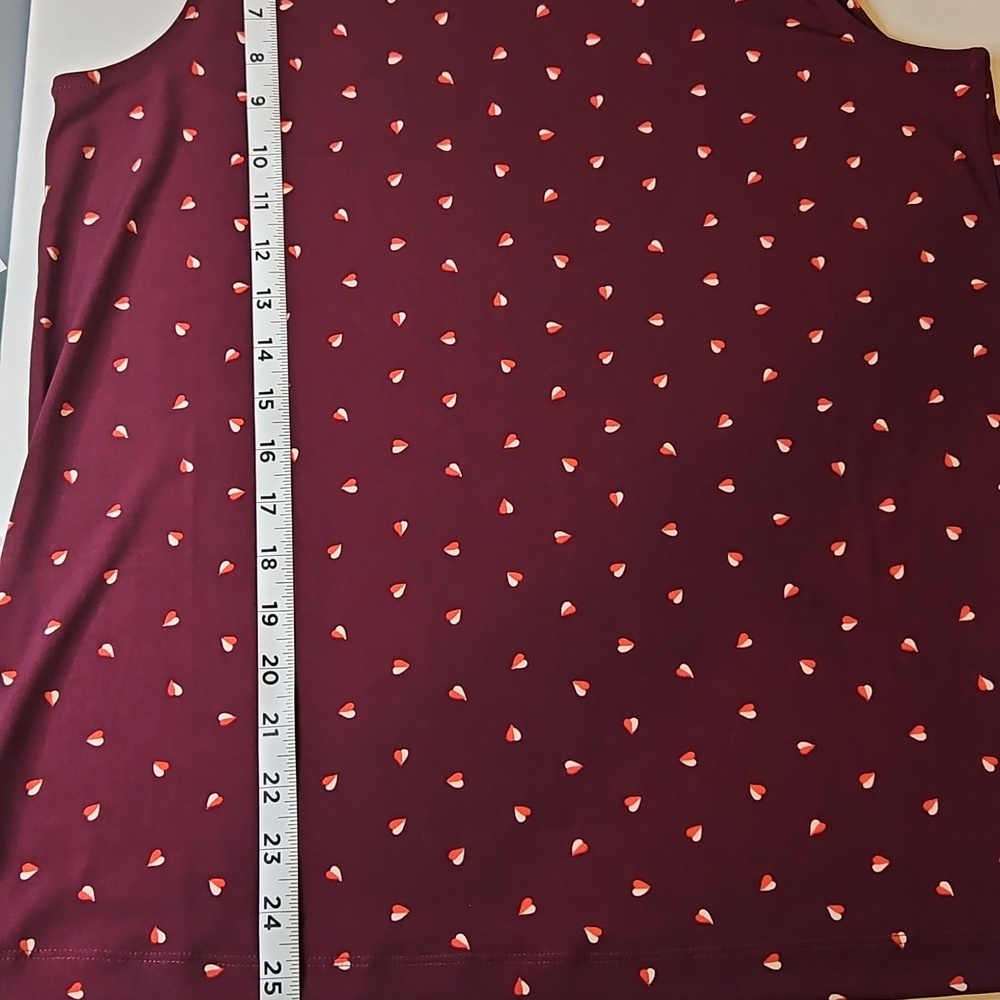 Banana Republic Maroon Heart Print Cowlneck Sleeveless Blouse Medium - Picture 9 of 9